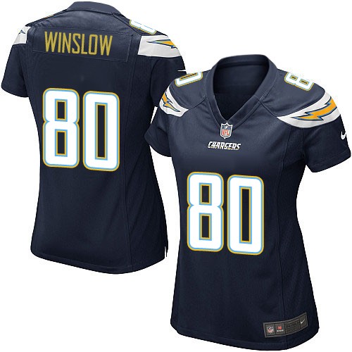 Women's Game Kellen Winslow Nike Jersey Navy Blue Home - #80 NFL Los Angeles Chargers